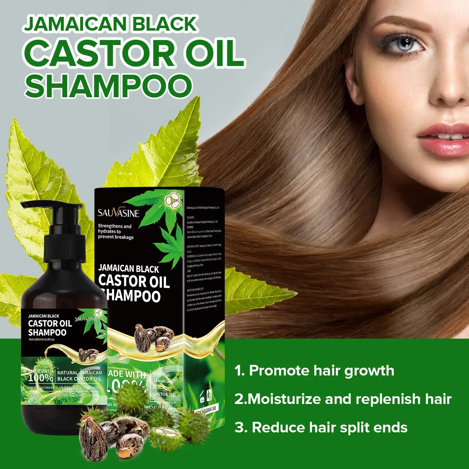 200ML Hair Growth Shampoo Jamaican Castor Oil Shampoo Quickly Strengthen Hair Roots Anti Hair Loss Products For Men For Women