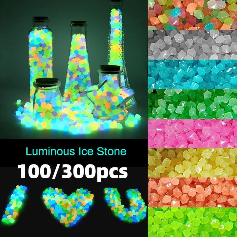 

100/300pcs Garden Decoration Pebbles Glow In The Dark Decorative Pebbles Outdoor Decoration Fish Tank Aquarium