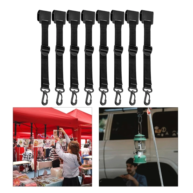 

8/16pcs Adjustable Camping Awning Hooks Clip Tent Clothes Hangers Nylon Webbing Awning Hooks Lightweight Camping Accessories