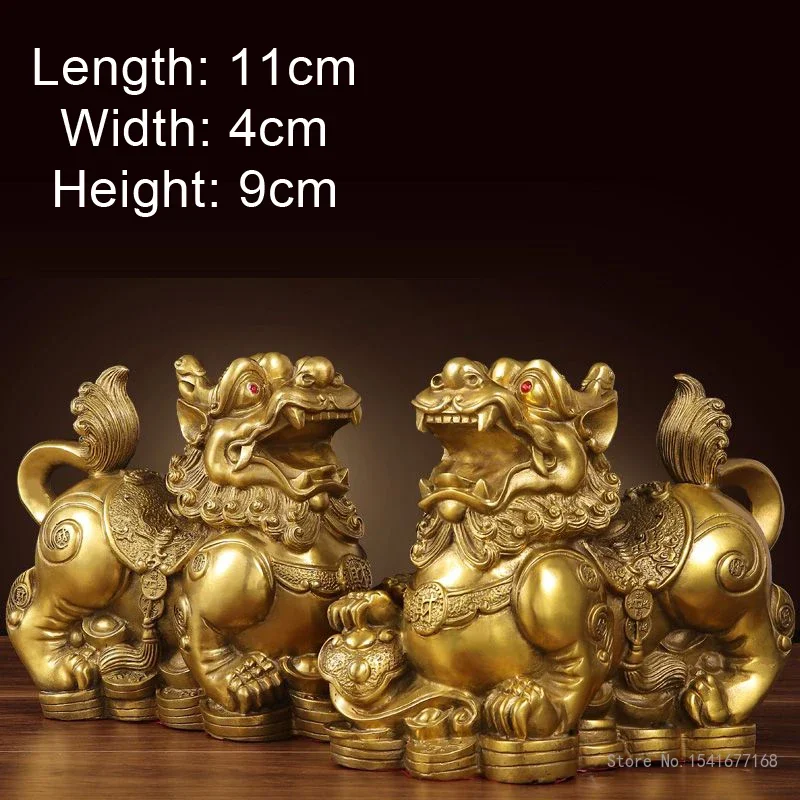 Creative Chinese Style Lucky Wealth Sculpture for Living Room, TV Cabinet, Bedroom Decoration, Brass Animal Shape, A Pair