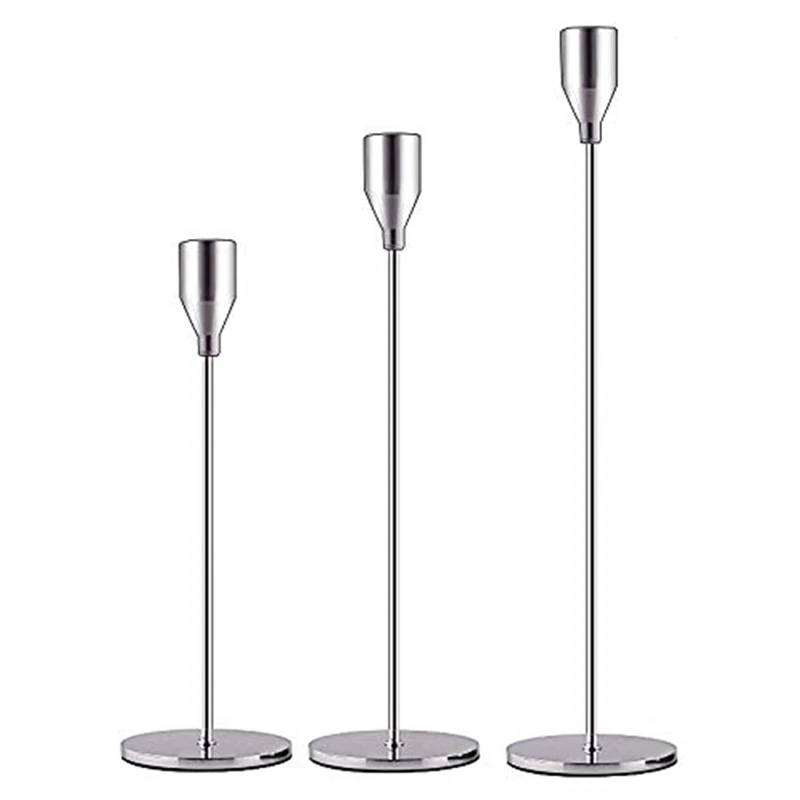Zilver — taper kandelaar set