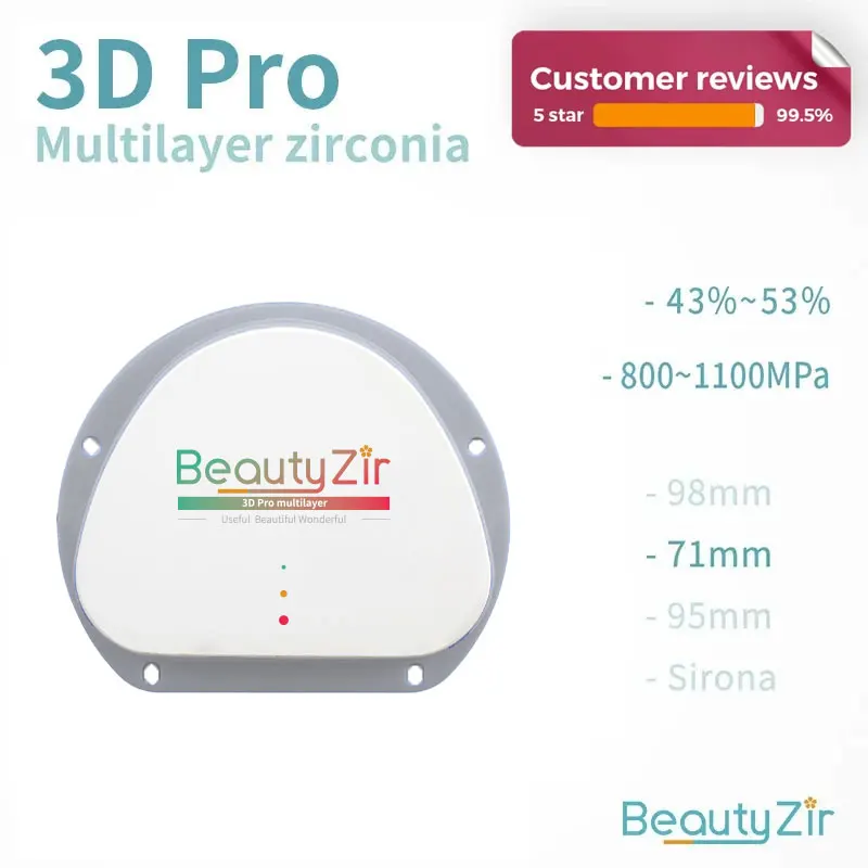 

618 -- стоматологический Цирконий Beautyzir 3DPro многослойный 71 мм Amann 89*71 материалы для ремонта зубных протезов Супер Прозрачность