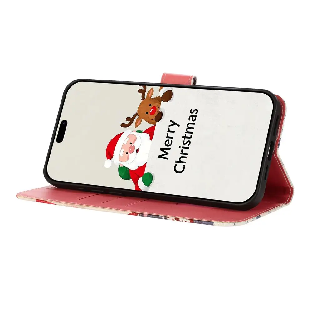 Elegant Christmas Flip Leather Phone Case – Festive Protection with Sleek Design