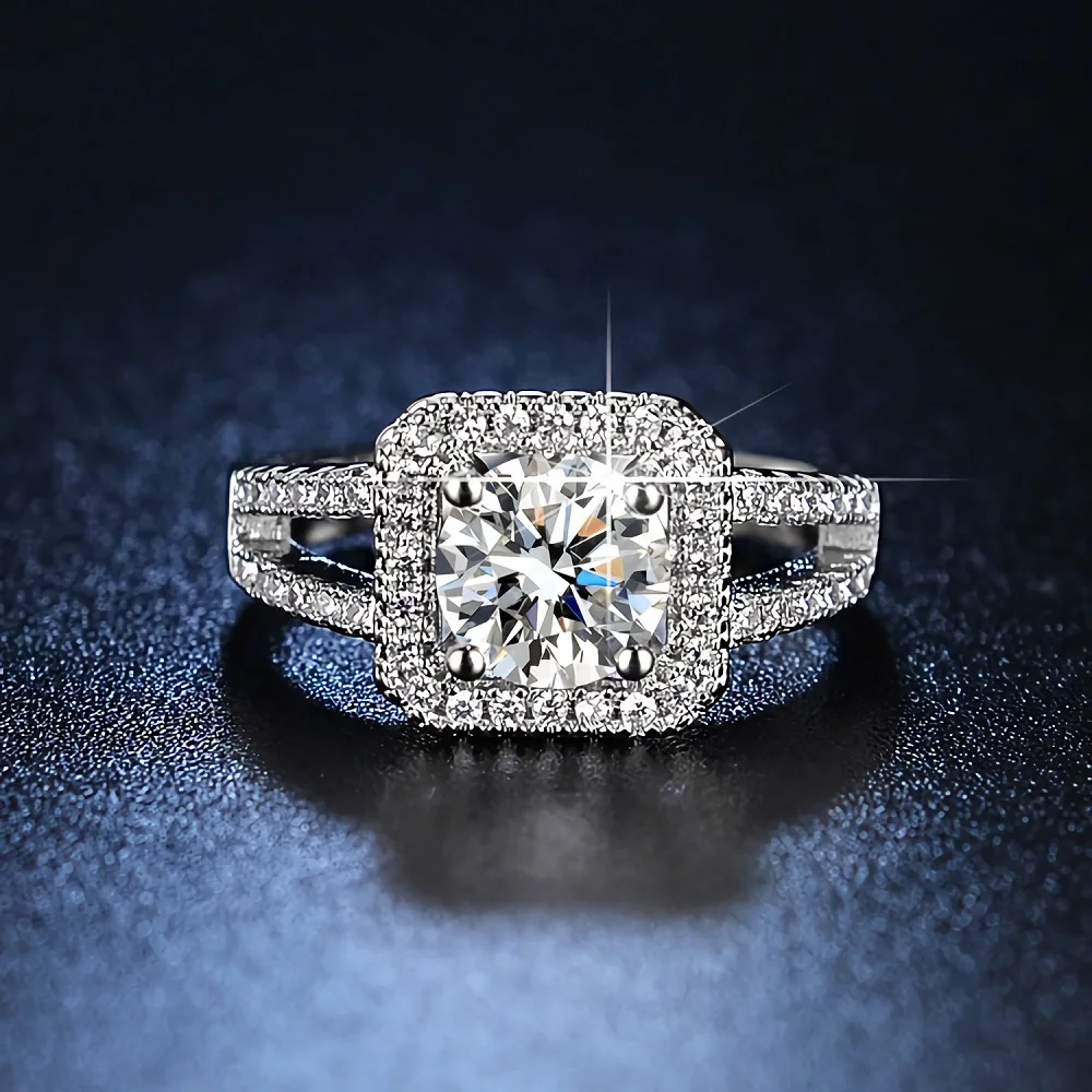 beautiful Crystal square Rings for women Adjustable size