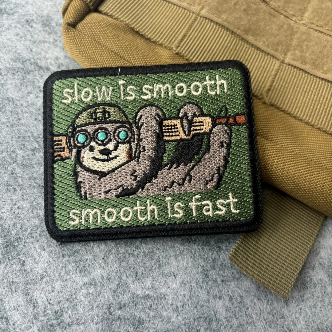 Tactical Sloth Embroidered Patch - Morale Badge with Hook & Loop Fastening