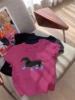 White Summer Retro American Sle ort Sve T-irt for Women Dog Print Slim Fit Small Size Top Korean Sle Commute Faion