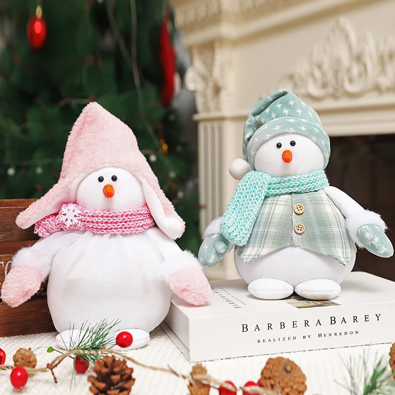 

23cm Lovely Christmas Snowman Plush Doll Fabric Figure Christmas Decorations Boy Girl Toys Xmas Figurines Christmas Gift for Kid
