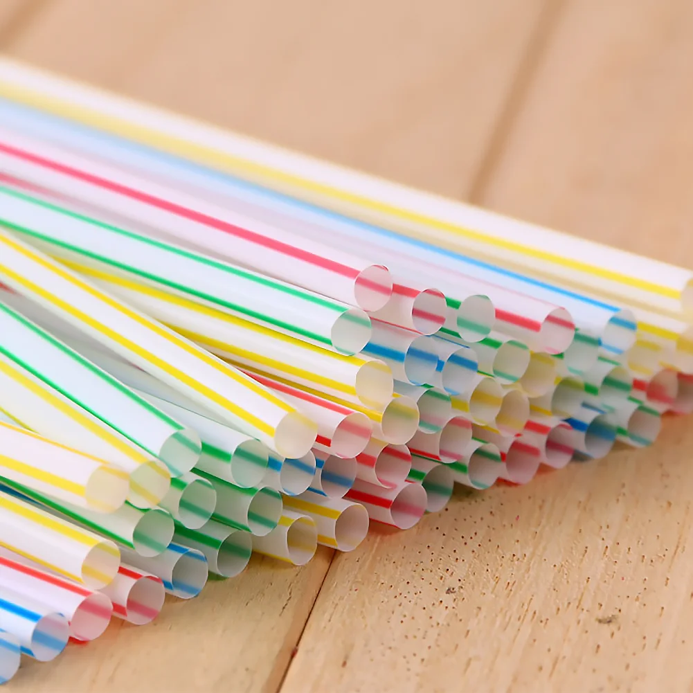 Colorful&Black Flexible Plastic Drinking Straws 100-1500PCS Milk Tea Bar Party Wedding Kitchen Beverage Home Accessories