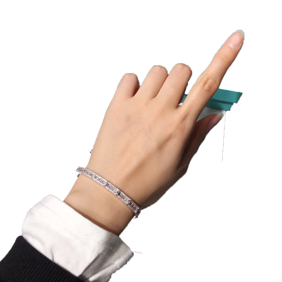 2022 Hot Trend Brand Luxury Shiny Horse Eye Rectangular Diamond Bracelet Gold Rose Gold SilverEveryday Wear, Party, Birthday