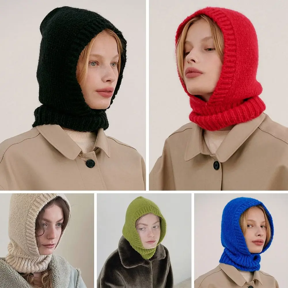 

Men Women Crochet Snood Collar Beanie Cap Hooded Scarf Knitted Hat Balaclava Hat