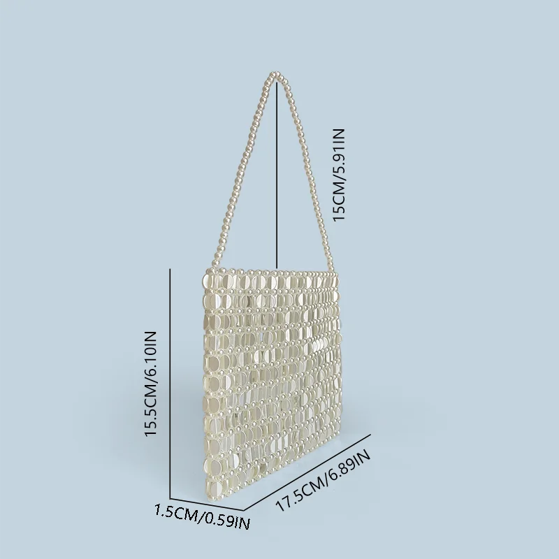 ساطع Ins معدن الفضة اليدوية حبة حقيبة حبة بريق الي...