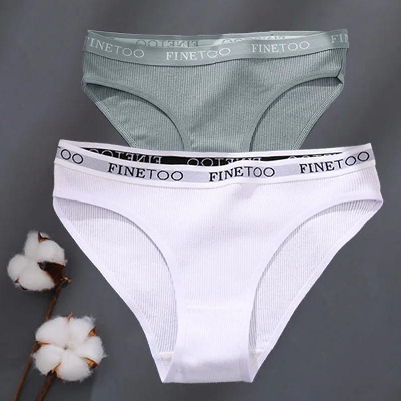 thumbnail image 1 of Bragas de algodón de M-XXL para mujer, ropa interior Sexy de tiro bajo con cinturón con letras, lencería íntima de talla grande, 2 unids/set, 1 of 5