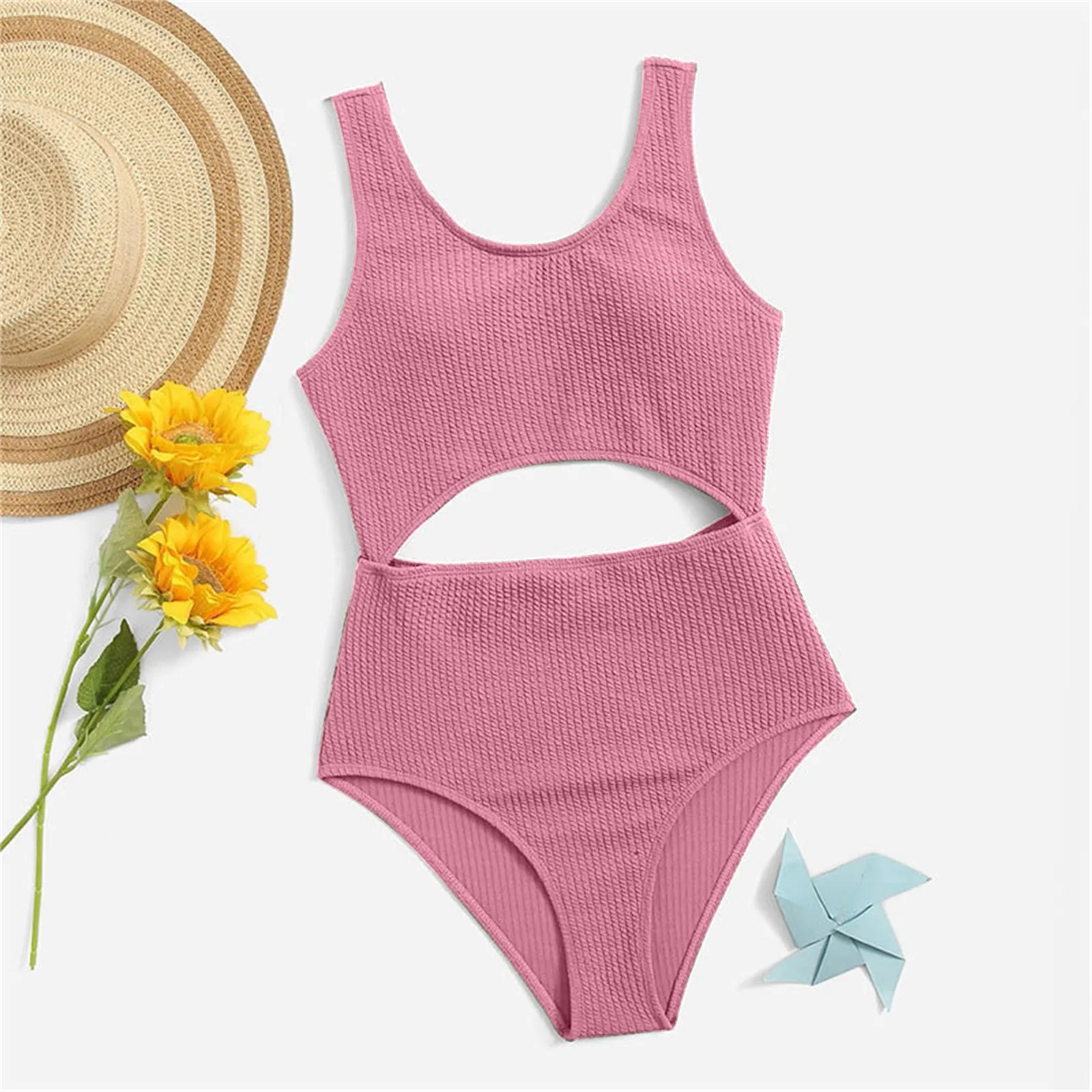 Girl M Girl's 1 Piece Solid Color Swimsuit Cute Cut Out Bathing Suit Swimwear Girls Cover Ups For Swimwear Size 6 girls swimwear