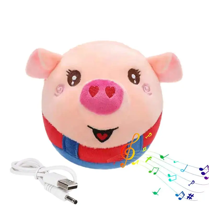 

Talking Plush Toy Electric Pig Bouncing Ball Toy With Music USB Charging Pig Bouncing Jump Ball Toy For Children's Day Christmas