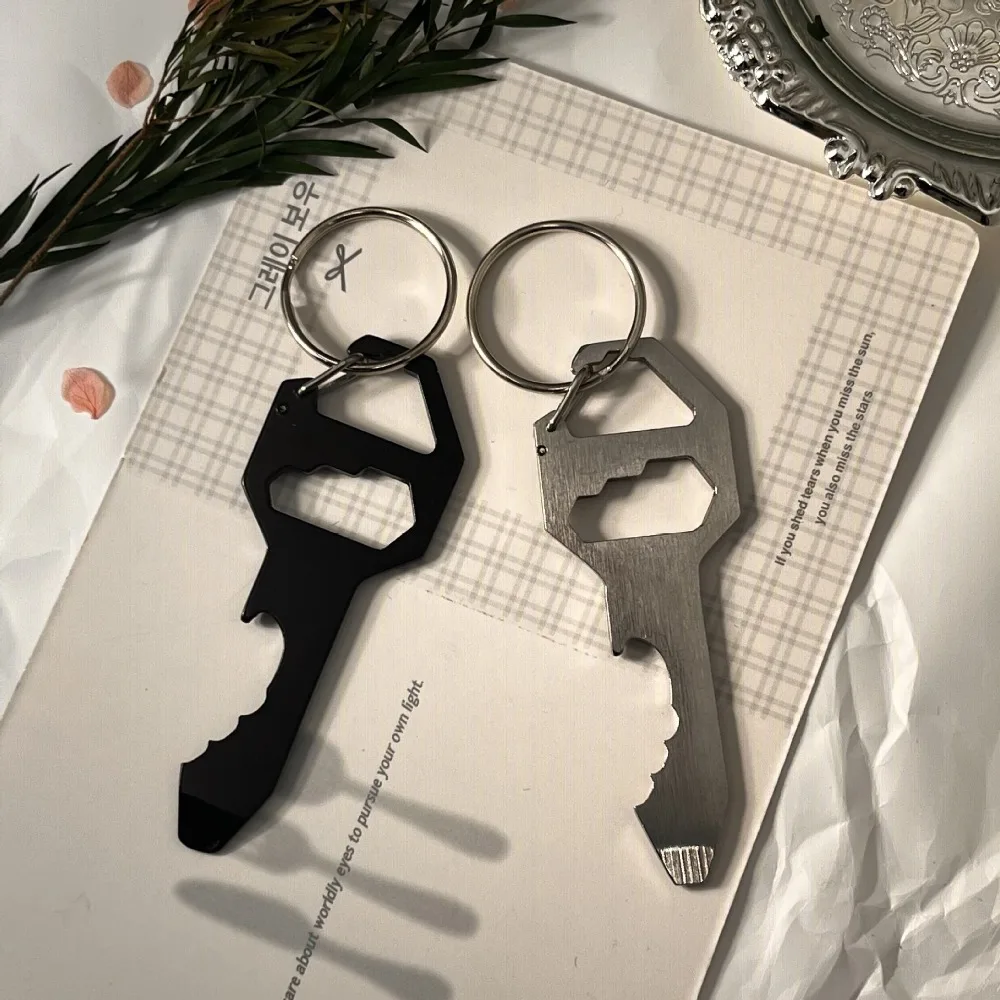 Versatile Stainless Steel 6-in-1 Keychain Multitool and Bottle Opener Gift