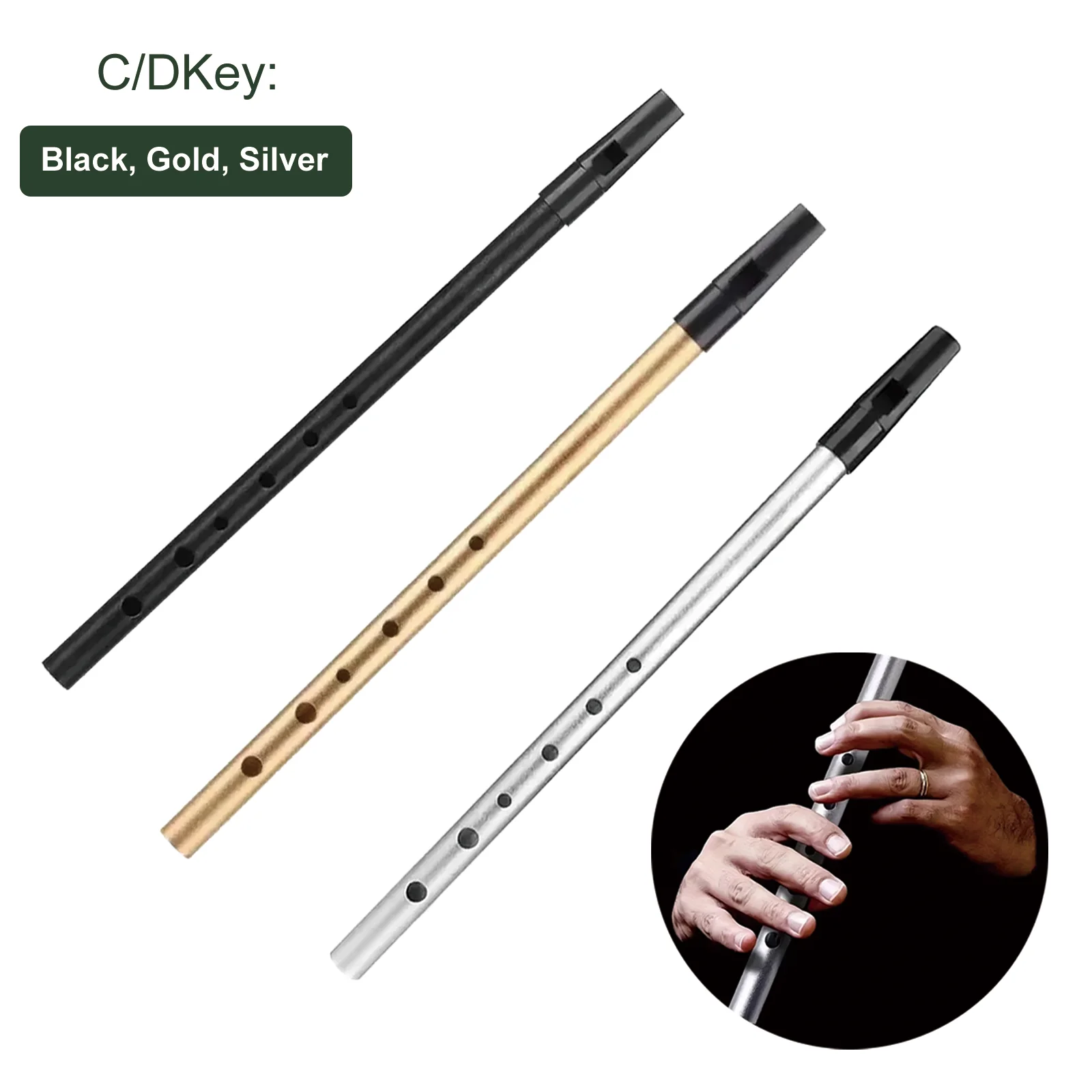 NAOMI Key of D Irish Tin Penny Whistle In Black Al... - Vicedeal
