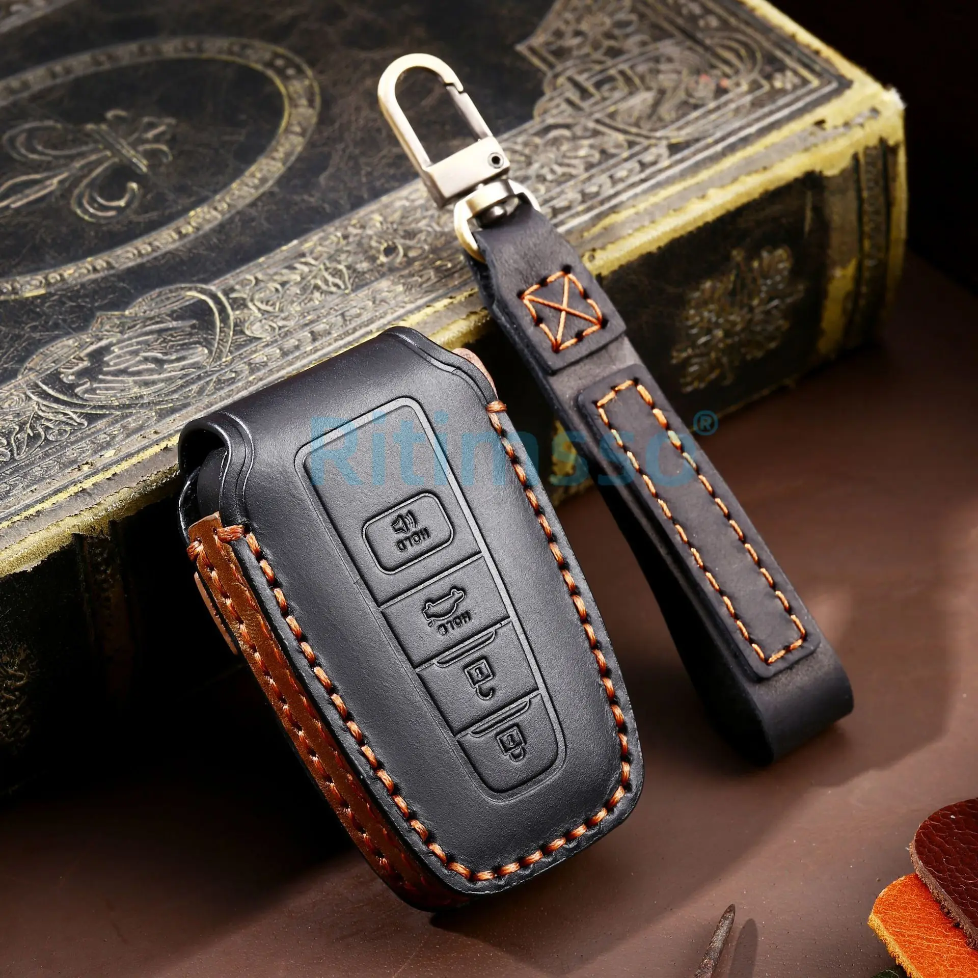 Handmade Leather Car Key Case Cover For Toyota Prius Camry Corolla C-HR CHR RAV4 Prado Accessories Keychain Covers key case key case cover car key shell remote control case cover