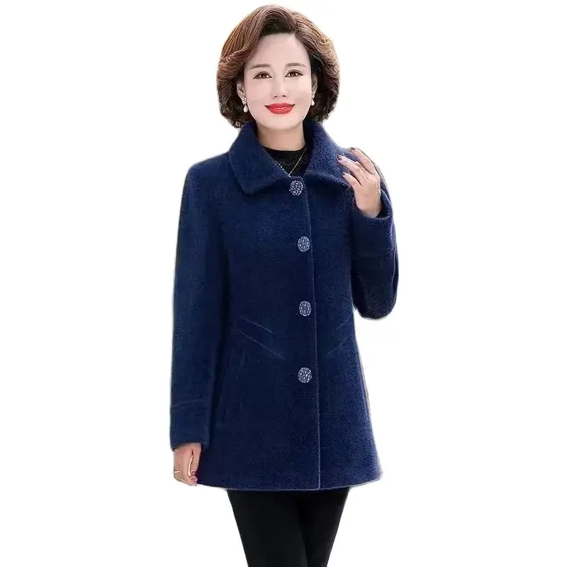 

Fashion Mother Waterproof Mink Slim Coat Female 2023 Winter New Casual Middle-aged And Elderly Temperament Loose Coat Female 5XL