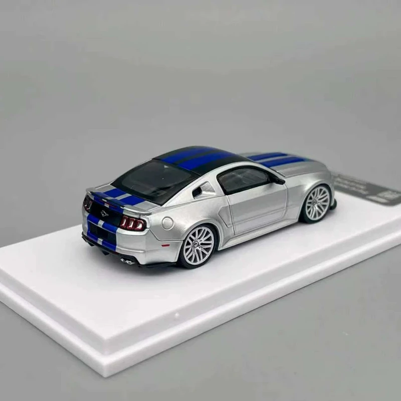 GDO & DCM 1:64 포드 머스탱 GT NFS 실버 블루 니드 포 스피드 무비 에디션 합금 자동차 모델