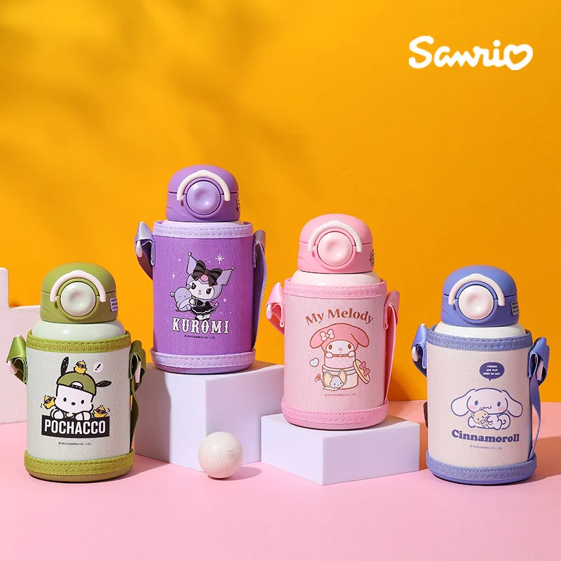

Sanrio мультяшный термос чашка Kawaii Kuromi Mymelody Cinnamoroll почтовый соломенный стакан для воды из нержавеющей стали большой емкости подарок для детей