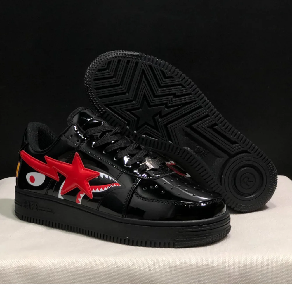 Sports Shoes Original Bape Sta Men All Black Shark BAPESTA Casual Plarfom Unisex Women Slip-Resistant Outdoor Soft Walking Sneakers