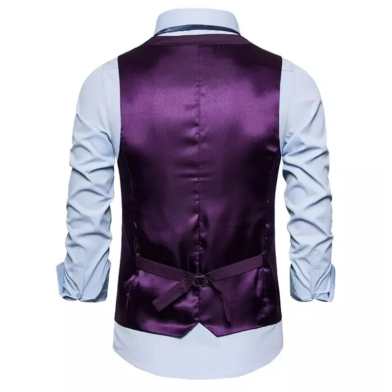 Men's Suit Vest Business Formal Dress Waistcoat Tuxedo Suit Vest for Men Rose Red Blazer Vests V-Neck Single Breasted 3 Pockets