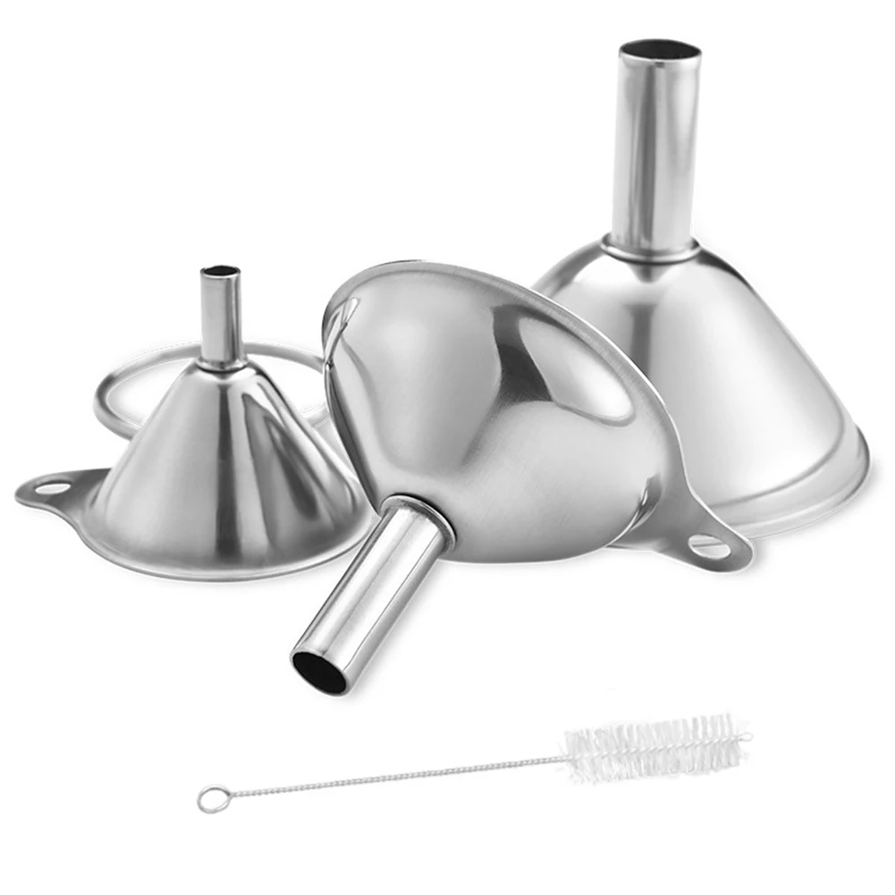 3 Piece Stainless Steel Funnels Set with Handle Mini Funnel Set Funnel Oil Spill Wine Spill Tool for Filling Bottles