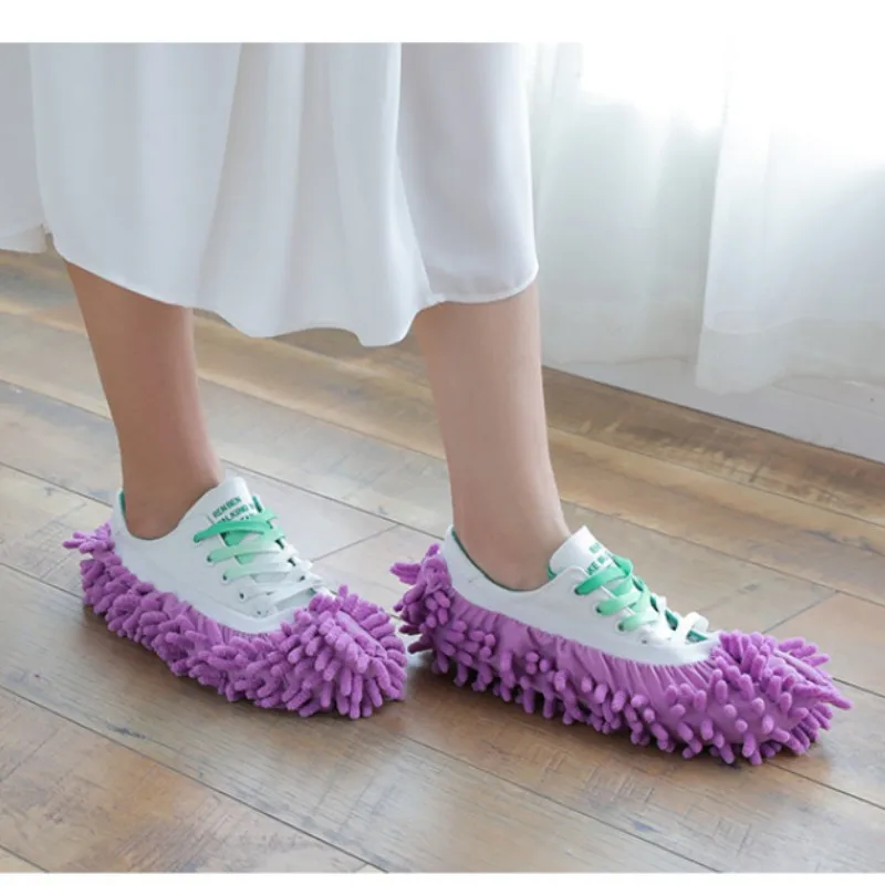 Cleaning Slippers 1Pair Lazy Shoes Cover Chenille Duster Slippers House Bathroom Floor Cleaning Mop Dust Cleaner