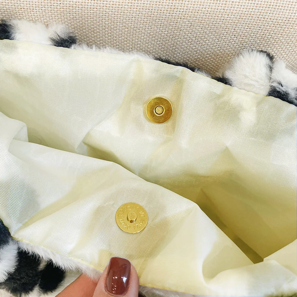 Plush Fluffy Shopper Bags for Women 2022 Winter Soft Flower Print Shoulder Crossbody Bag Cute Purses and Handbag For Ladies Tote