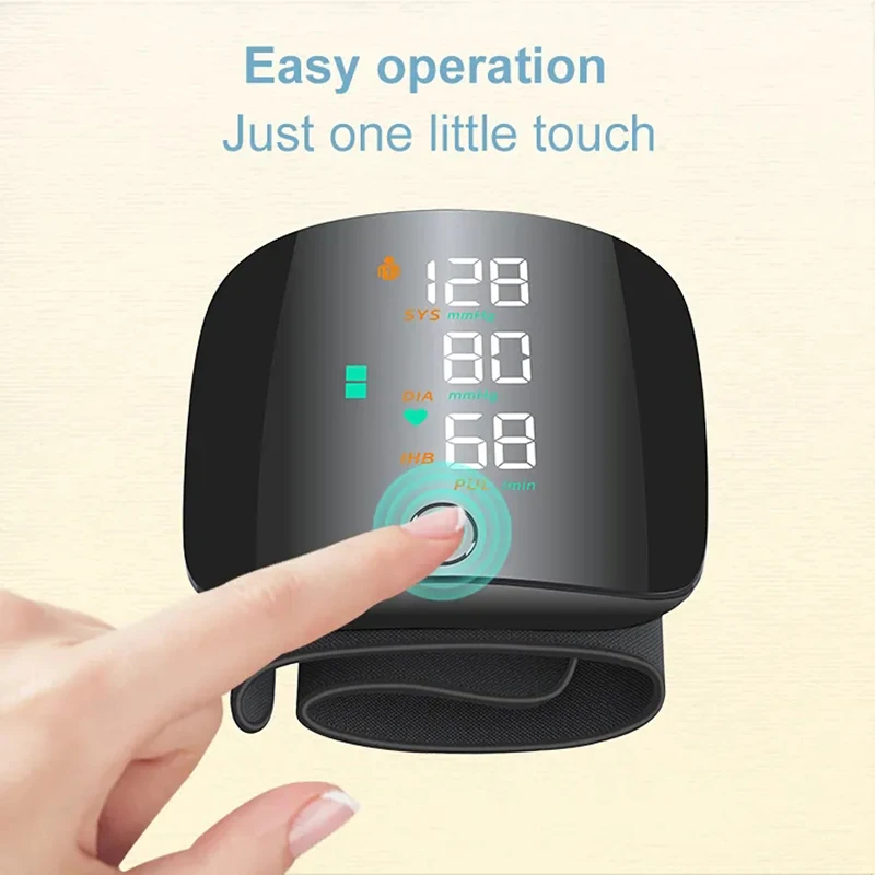 Blood Pressure Monitor LED Wrist Rechargeable English Voice Broadcast Sphygmomanometer Tonometer BP Monitor