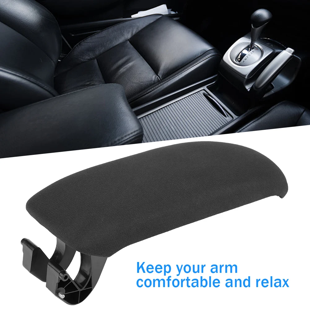 Sleek Black Leather Center Console Armrest Lid Cover