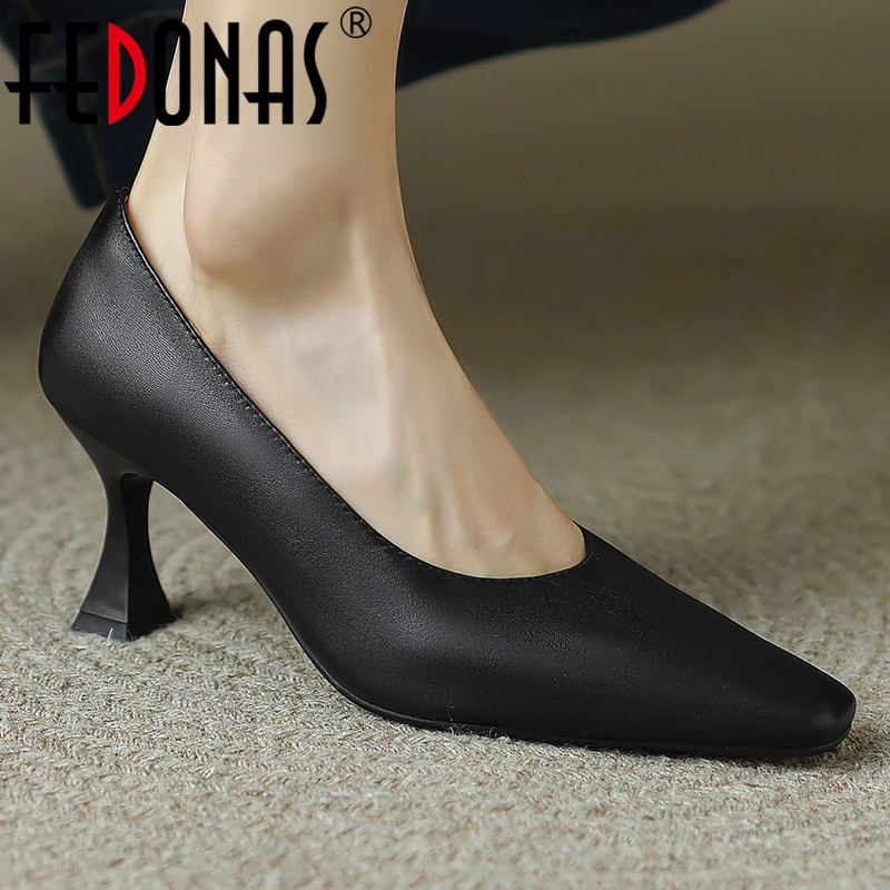 

FEDONAS Elegant Women Pumps Thin High Heels Genuine Leather Casual Party Shoes Woman Spring Autumn Shallow Office Lady Shoes New