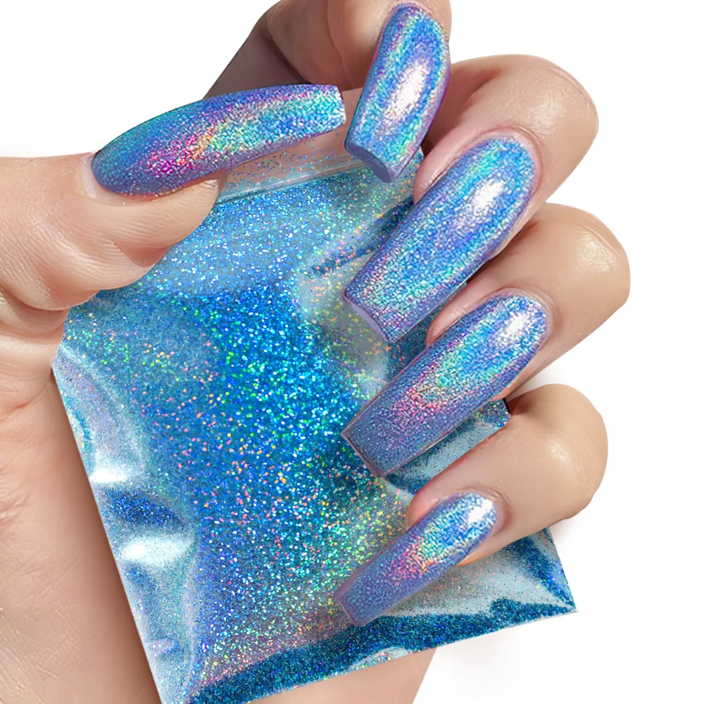 

10g/bag Holographic Laser Fine Glitter Powder Nail Decoration Shining Gold Silver Pigment Dust DIY Gel For Nails Art Accessoires