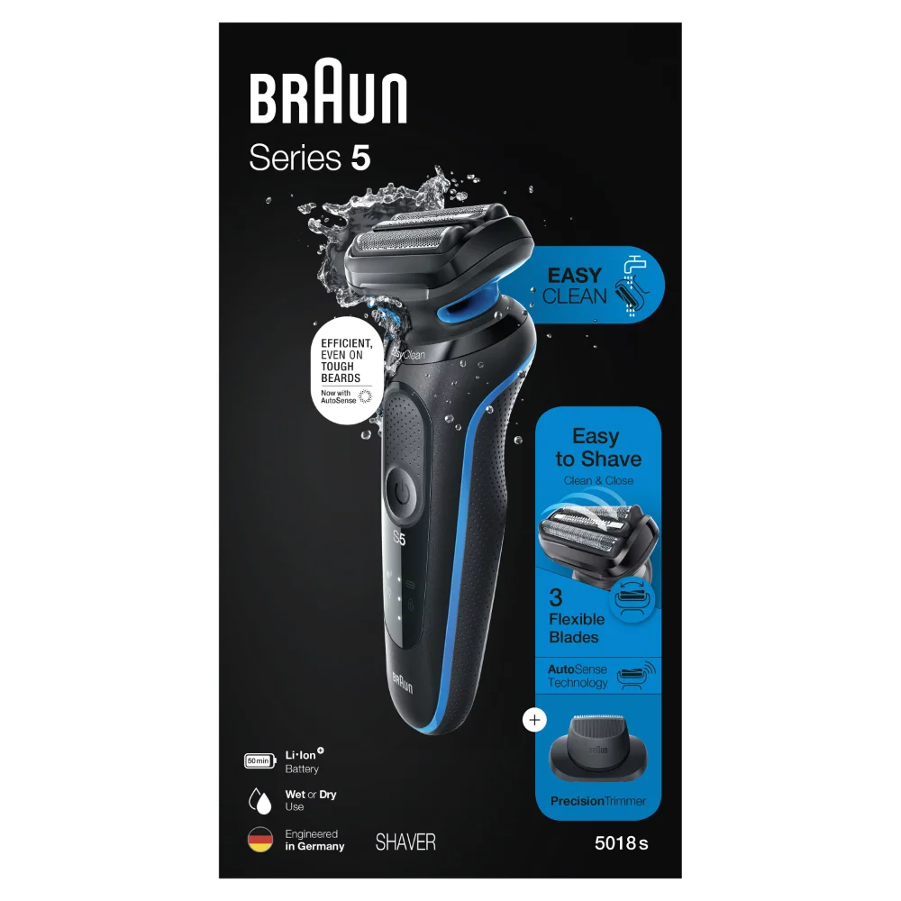 

Braun Series 5 5018s Rechargeable Wet Dry Men's Electric Shaver with Charging Stand