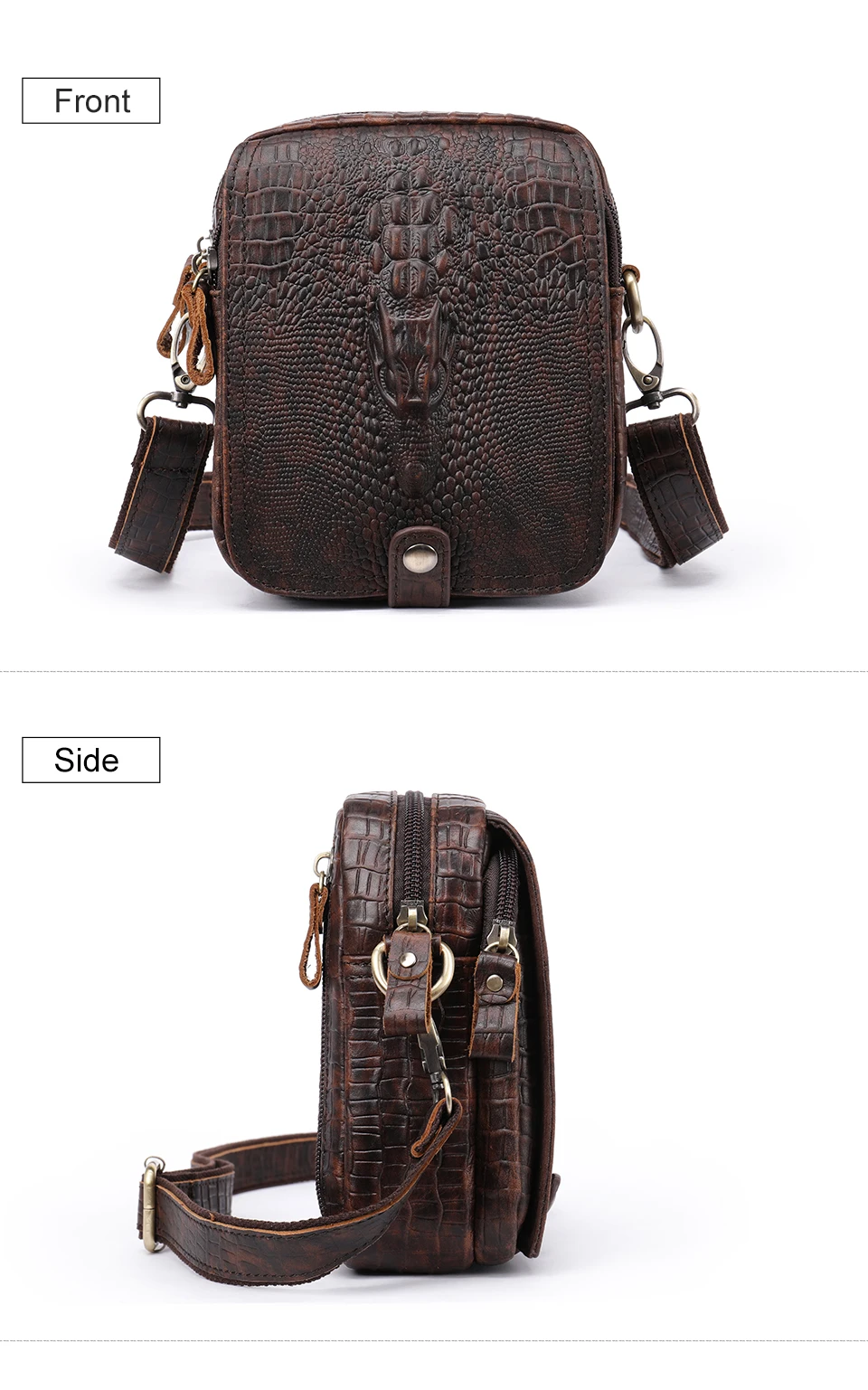 Crocodile Leather Men's Shoulder Bag