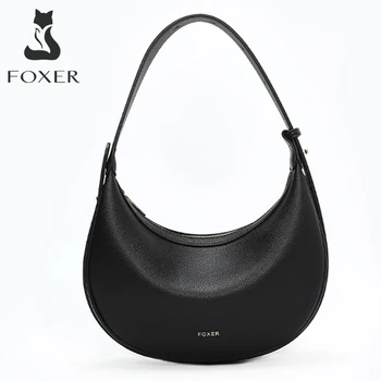 FOXER Borsa a tracolla piccola moda donna Borsa a tracolla da donna Borsa sottobraccio mezza luna con logo Regalo perfetto per la moglie 1