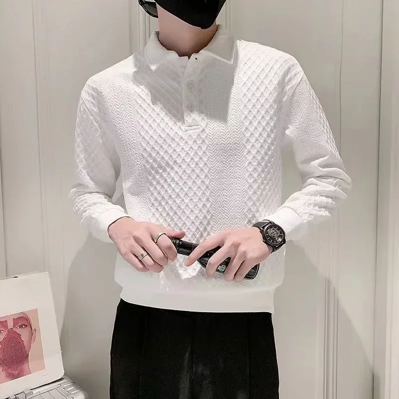 

Мужская рубашка-поло в клетку, с длинным рукавом