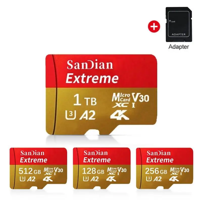 SD 메모리 카드, 클래스 10 마이크로 TF SD 카드 A2 모바일 스토리지 카메라, 휴대폰 및 노트북용, 2TB, 1TB, 128GB, 256GB, 512GB 