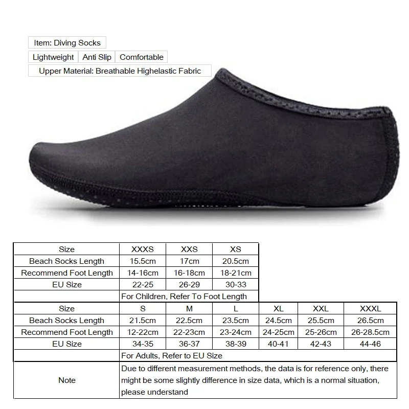 Description Picture 2 of itemMen Women Kids Water Sport Beach Swimming Socks Thin Multi Prints Anti Slip Fitness Yoga Dance Swim Surf Diving Underwater Shoes