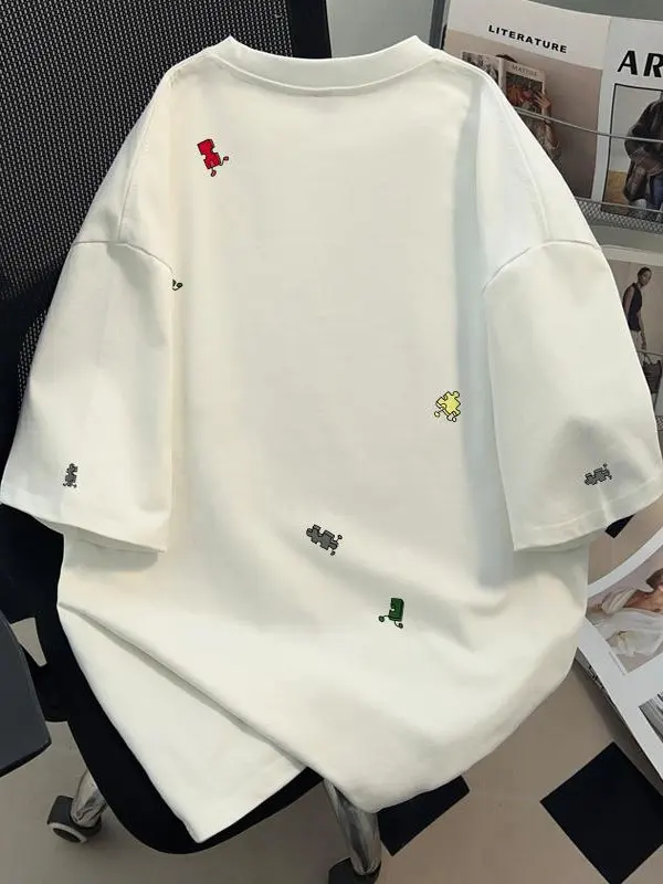 Fun Print Pure Cotton ort Sve T-irt ex Casual Wear Summer Top Guangzhou Thirteenth Fac Outlet Goods