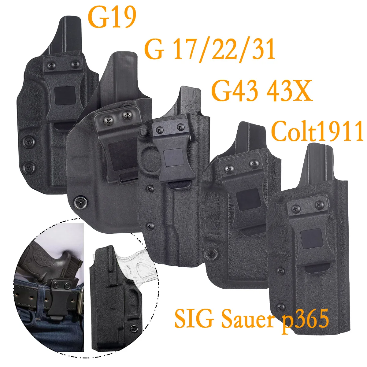 

Gun Holster Glock 17 19 43X Jericho 941 Taurus G2C SIG Sauer P365 Inside Waistband Concealed Carry Belt Clip Single Stack Pouch