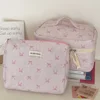 2024 Pink Bowknot Quilting Women Cosmetic Bag Portable Zipper Makeup Travel Organizer Female Handbag Toiletry Pouch For Girls 2
