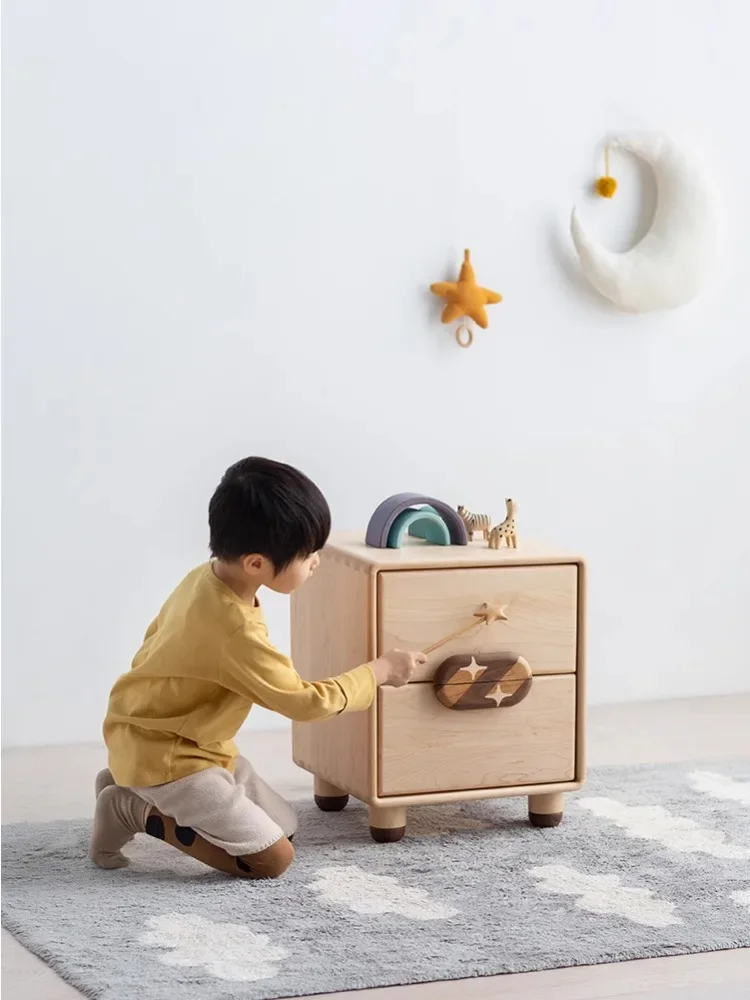 1Starry sky bedside table, double drawer children's simple locker