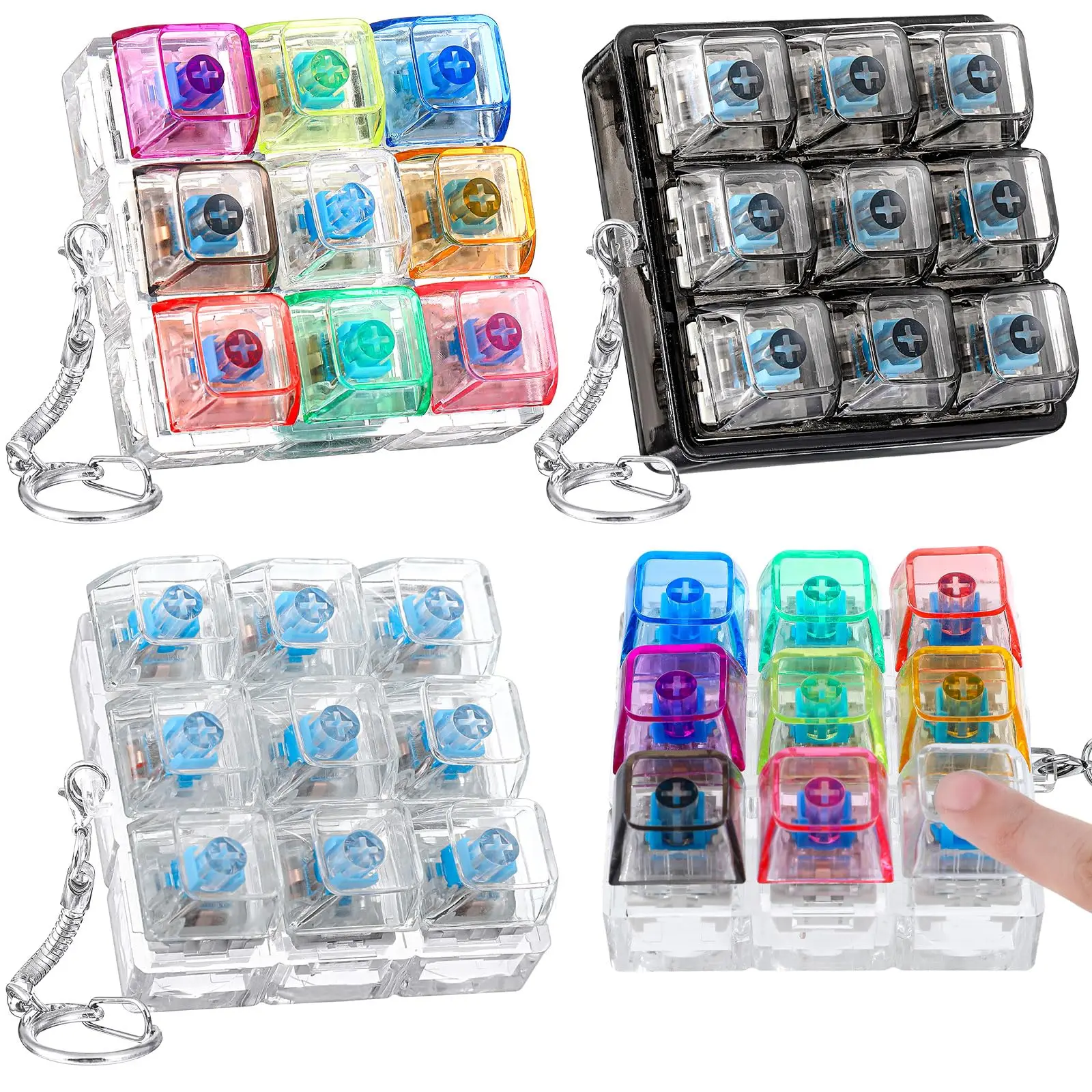 Teclado Clicker Llavero 4 Botones DIY para Aliviar El Estrés Adultos | en línea Teclado Clicker Llavero 4 Botones DIY para Aliviar El Estrés Adultos | en línea