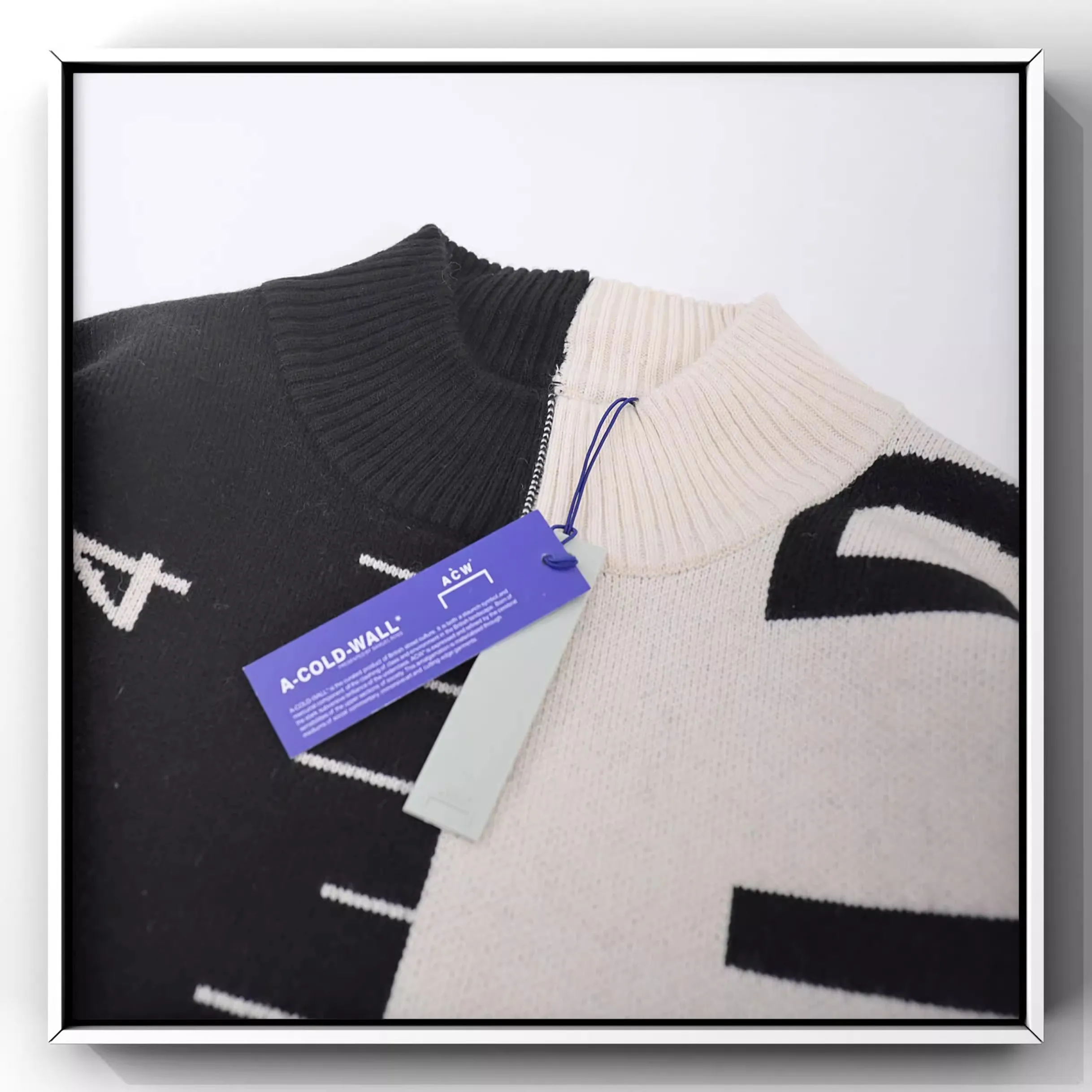 2024 A Cold Wall ACW black and white rectangular ruler spliced with large letters sweater MY721 5