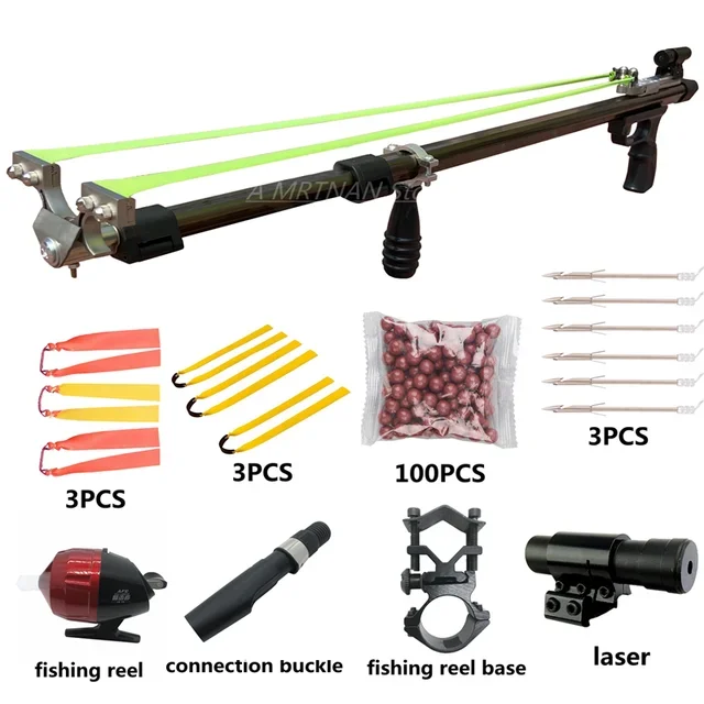 

New Outdoor Hunting High Precision Professional Telescopic Folding Fishing Slingshot Powerful Slingshot with Red Laser