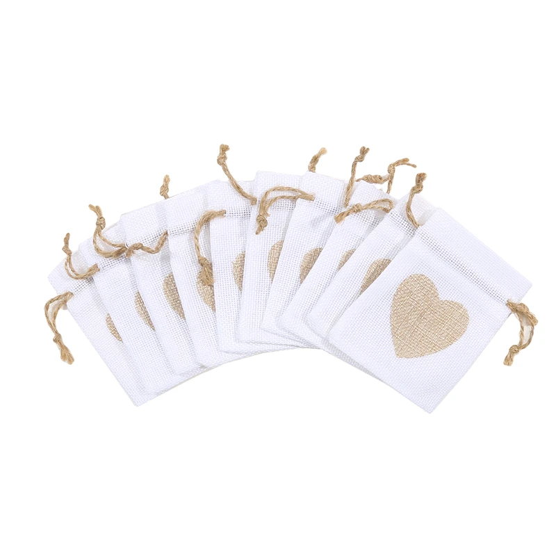 Tyqour 12 stuks kleine 8 x 10 cm stoffen zakjes, jute zakjes, kleine jute zakjes met trekkoord, stoffen zakjes, katoenen zakjes, cadeauzakjes voor sieraden, doe-het-zelf handwerk, bruiloft