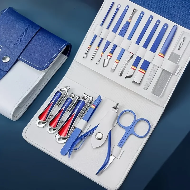 

12/16pcs/set Nail Clippers Manicure Tool Set, With Portable Travel Case, Cuticle Nippers And Cutter Kit, Professional Nail Clip