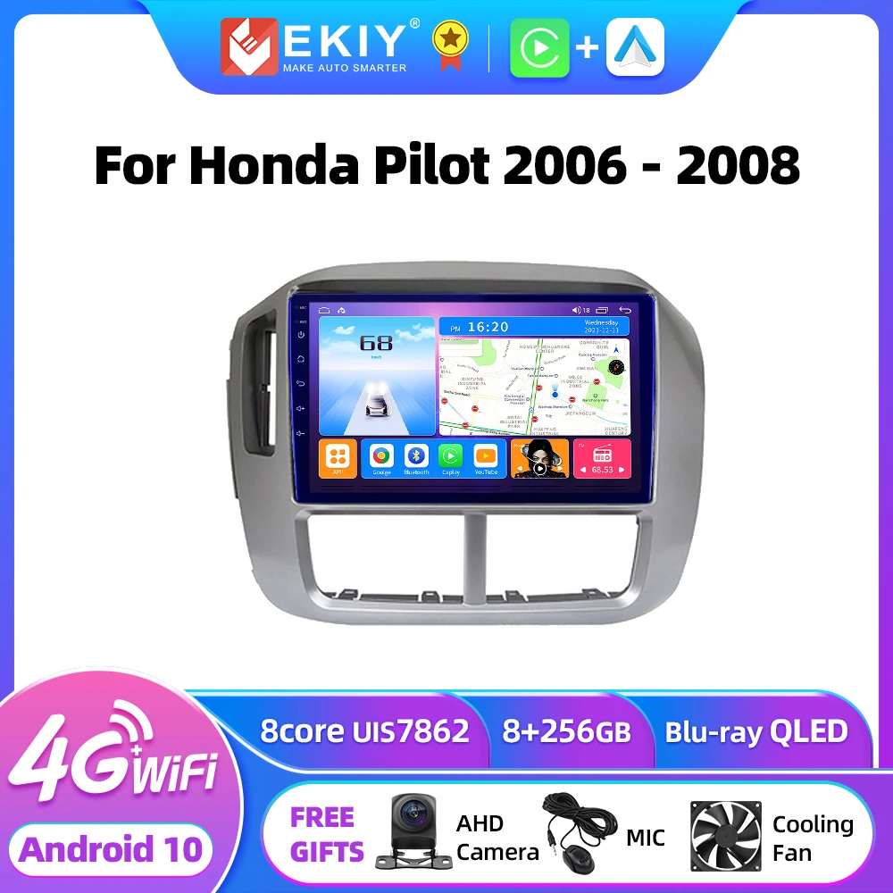 

EKIY T7 Android 10 Автомагнитола для Honda Pilot 2006 2007 2008 мультимедийный видеоплеер Carplay No 2Din навигация Стерео DVD GPS HU