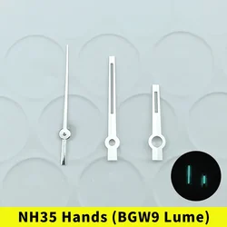 Watch Hands Set for 28.5mm Dial with BGW9 Lume in Date - just Style Polished Finish (Silver)